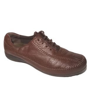 Hush Puppies Upbeat Genuine Leather Upper Lace Up Brown Women's Shoes Size 8.5"